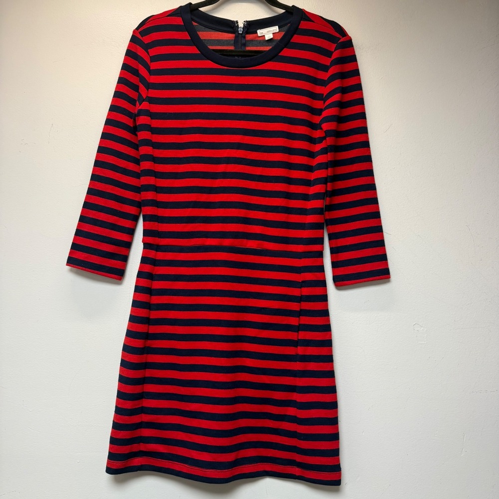 Gap Striped Knit Dress Womens XS Red Navy Blue Excellent 3/4 Sleeve Nautical‎